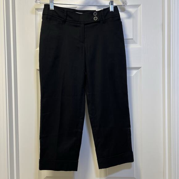 Ann Taylor Loft Julie cropped stretch pockets black petite capri‎ pant size O/P - Picture 1 of 6